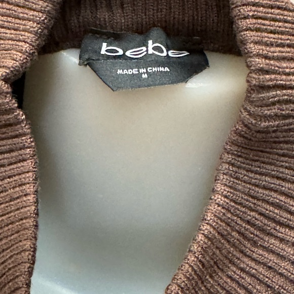 Bebe Crystal Logo Brown Long Sleeve Pullover Sweater. Size M. NWT - Picture 7 of 7